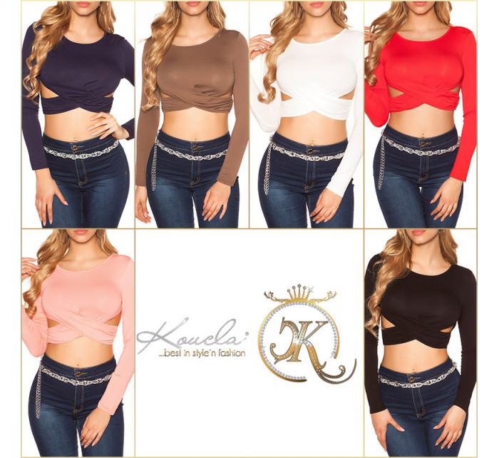 Sexy KouCla Crop Top long sleeve with cutouts