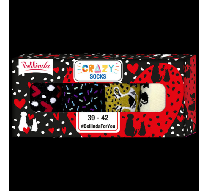 Dárková krabička zábavných crazy ponožek 4 páry CRAZY SOCKS BOX - BELLINDA - černá