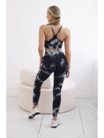 Dámské fitness set top + push up legíny - tmavě modrá