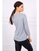 Blouse with Love print gray