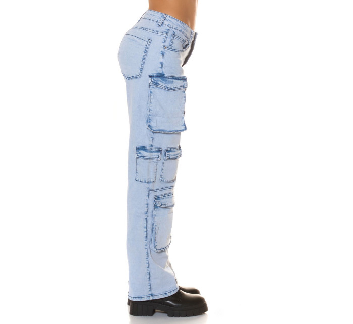 Sexy Musthave Highwaist Cargo Jeans light denim