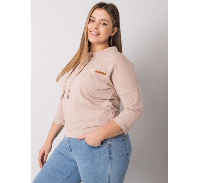 Světle béžová mikina plus size bez kapuce Pasadena