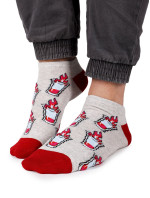 Kotníkové model 19758318 bavlněné ponožky vzor 3 barvy šedé - Yoclub