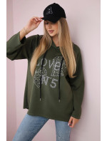 Oversized viskózová mikina Love khaki