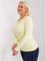 Světle žlutá halenka plus size s dlouhým rukávem