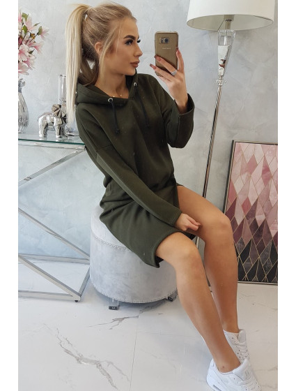 Dlouhá tunika s kapucí model 20609392 khaki - Kesi