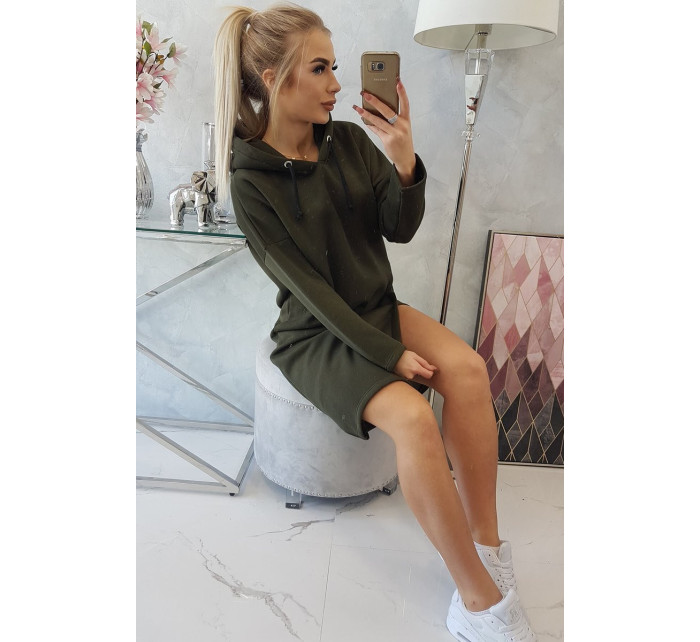 Dlouhá tunika s kapucí model 20609392 khaki - Kesi