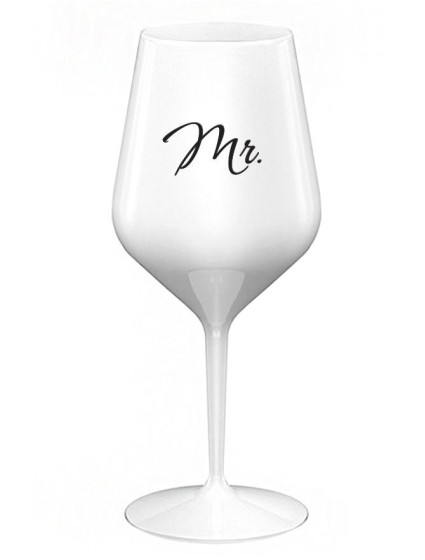 MR. - bílá nerozbitná sklenice na víno 470 ml