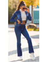 Sexy dark denim used look flarred Jeans