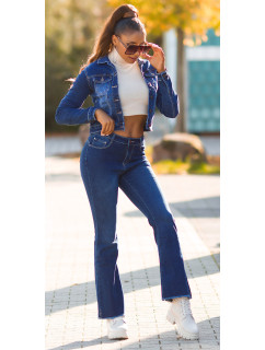 Sexy tmavý denim použitý vzhled flarred Jeans