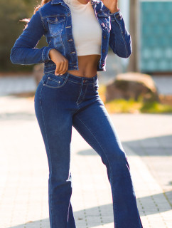 Sexy tmavý denim použitý vzhled flarred Jeans