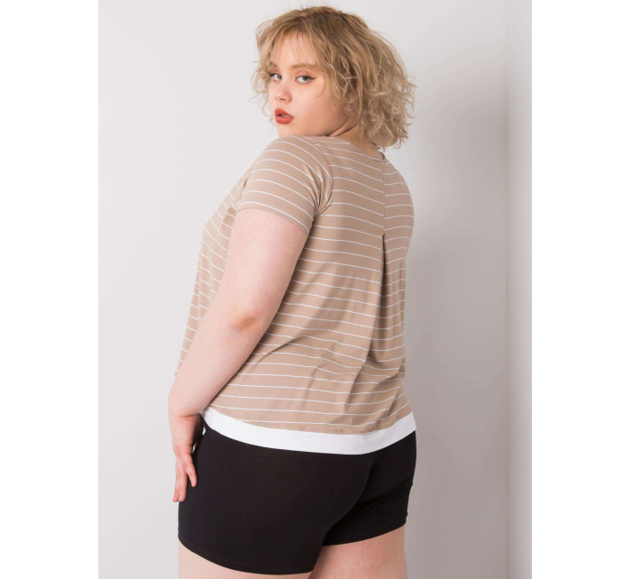 Tmavě béžová halenka z viskózy plus size Lilianne