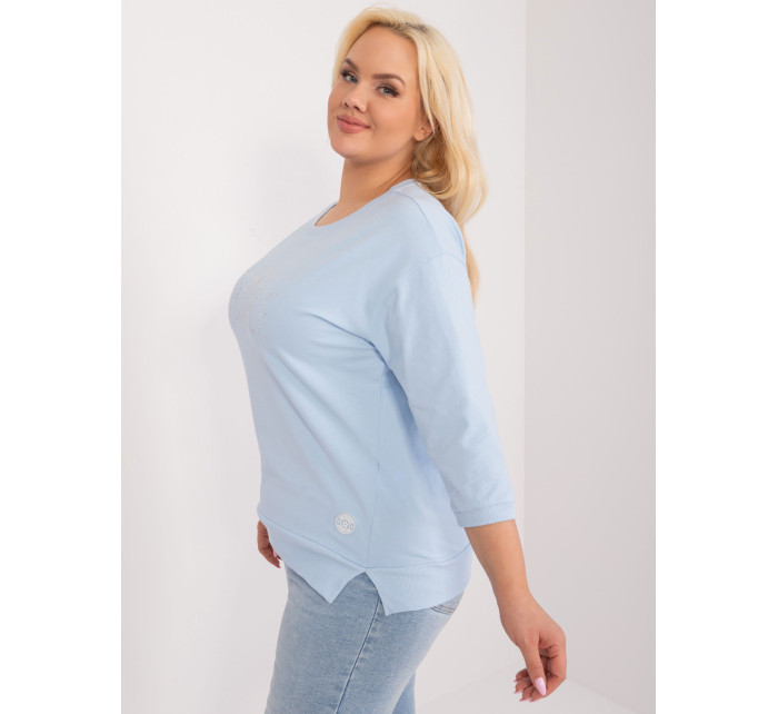 Světle modrá halenka plus size s rozparky