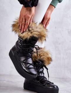 Dámské šněrovací boty do sněhu Černá Santero