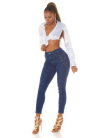 Sexy Dark Denim Push-Up Jeans with glitter details